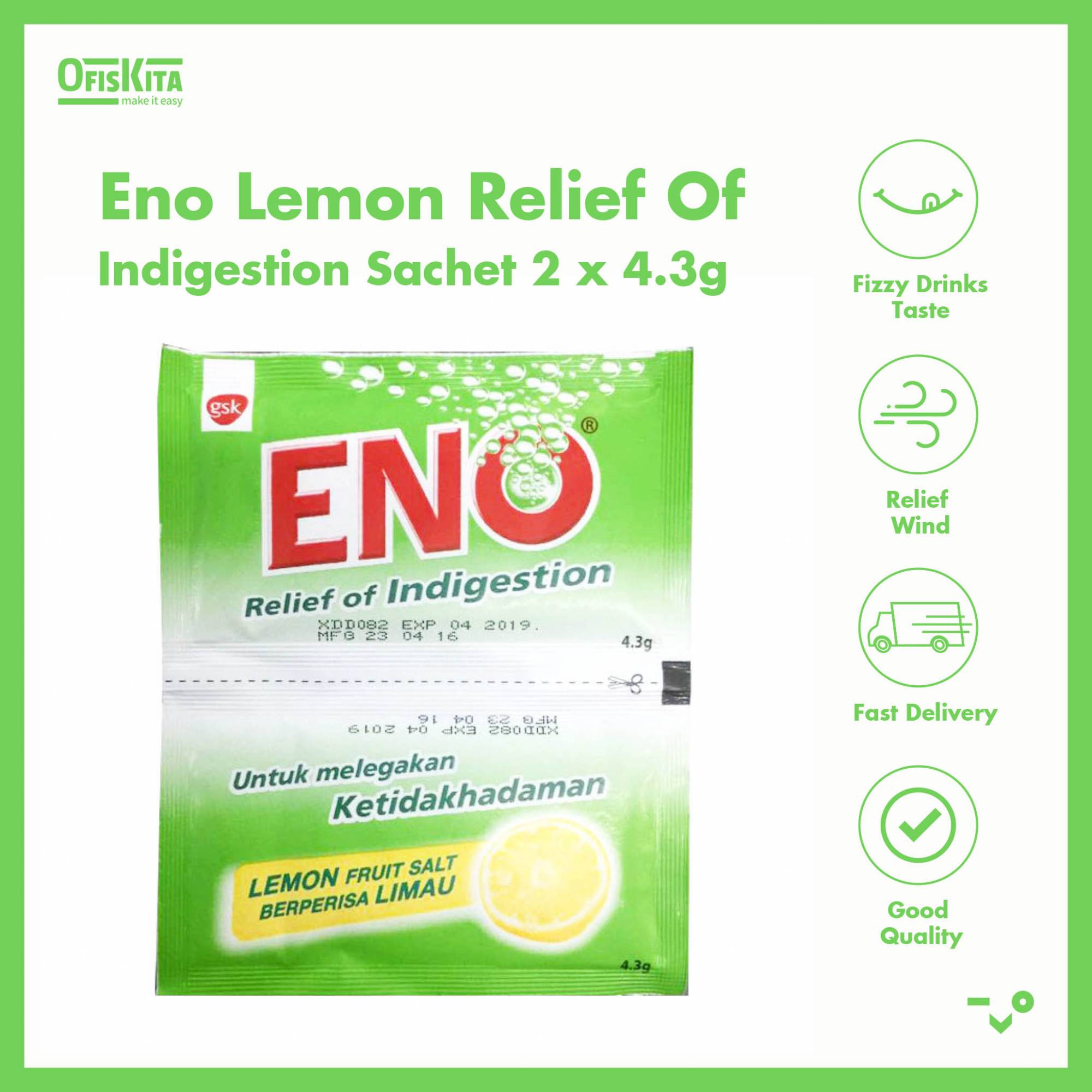 Ofiskita Eno Lemon / Ginger Relief Of Indigestion Sachet 2 x 4.3g